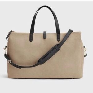 Cuyana Brown Canvas Triple Zipper Weekender Travel Bag